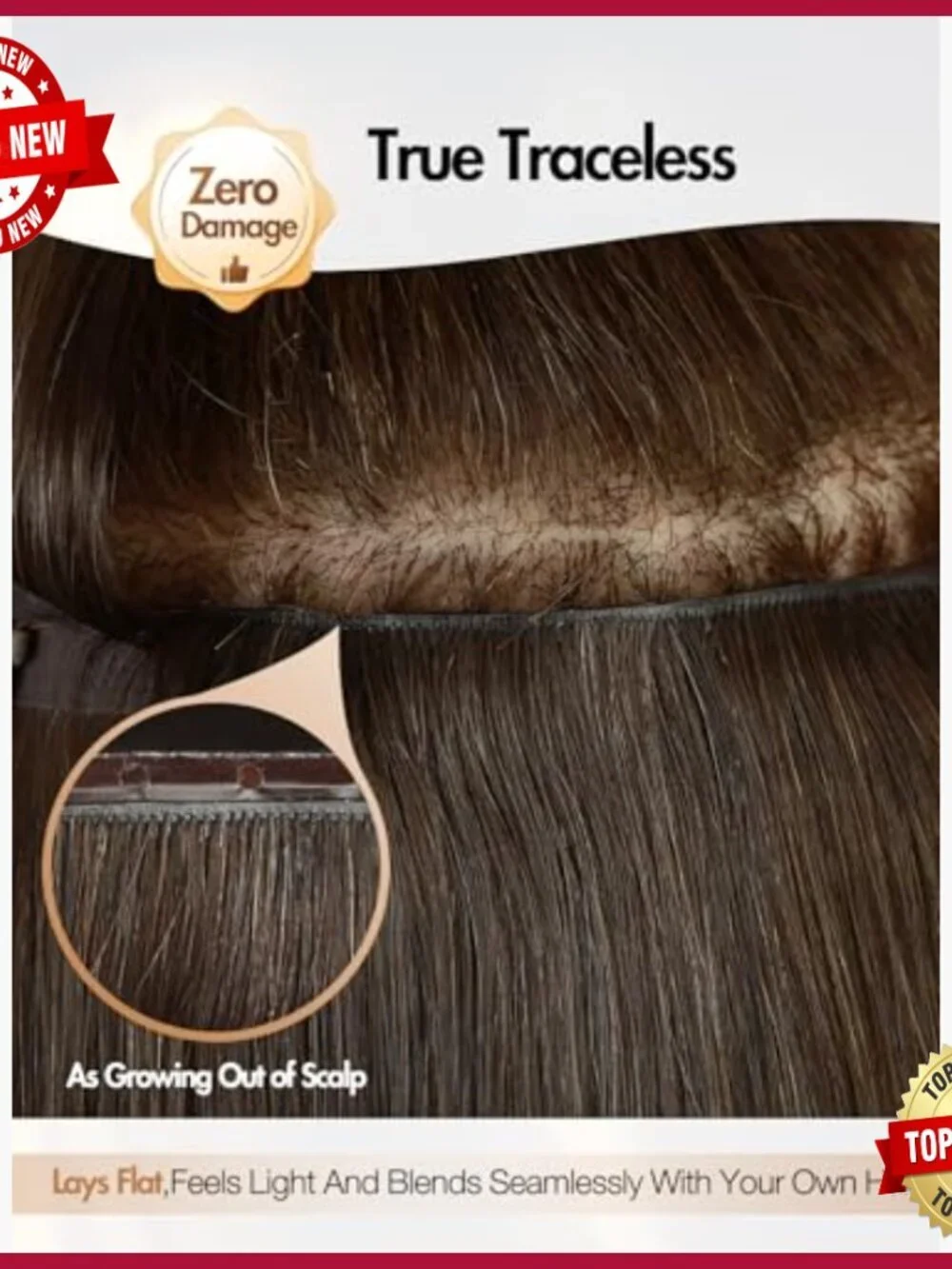 Remy Human Hair Extensions 100g Seamless Scalp-Simulated Double Layer